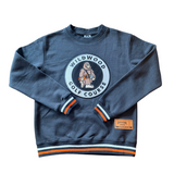Black crew sweatshirt with 'Wildwood Golf Course' logo on a white background