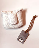 "YETI" WHITE MALLET COVER + BAG TAG W/ BOTTLE OPENER