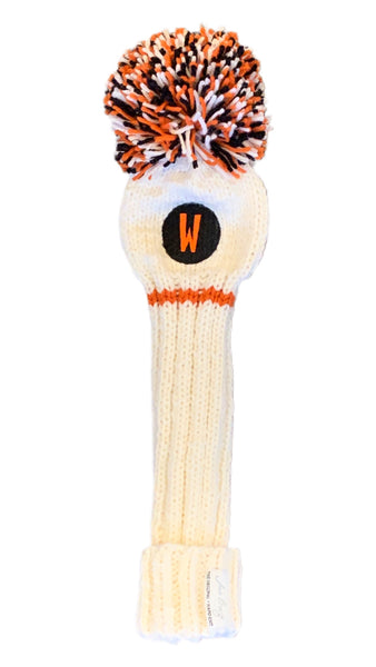 KNIT DRIVER COVER - (WHITE/ORANGE)